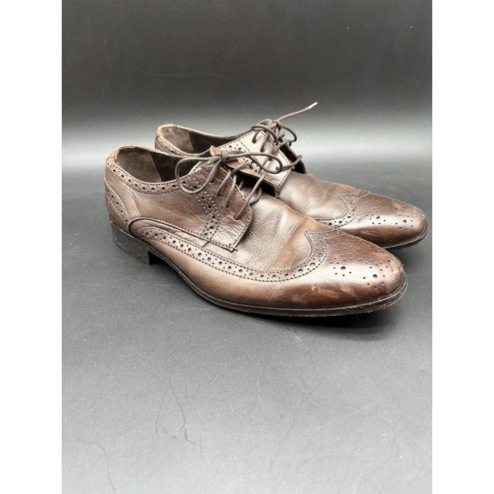 Bostonian Brown Leather Wingtip Oxford Dress Shoes Mens 9W Vintage - Picture 7 of 15